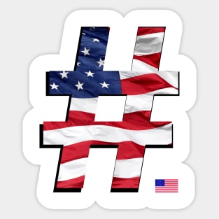 Hashtag Flag - USA - with flag Icon Sticker